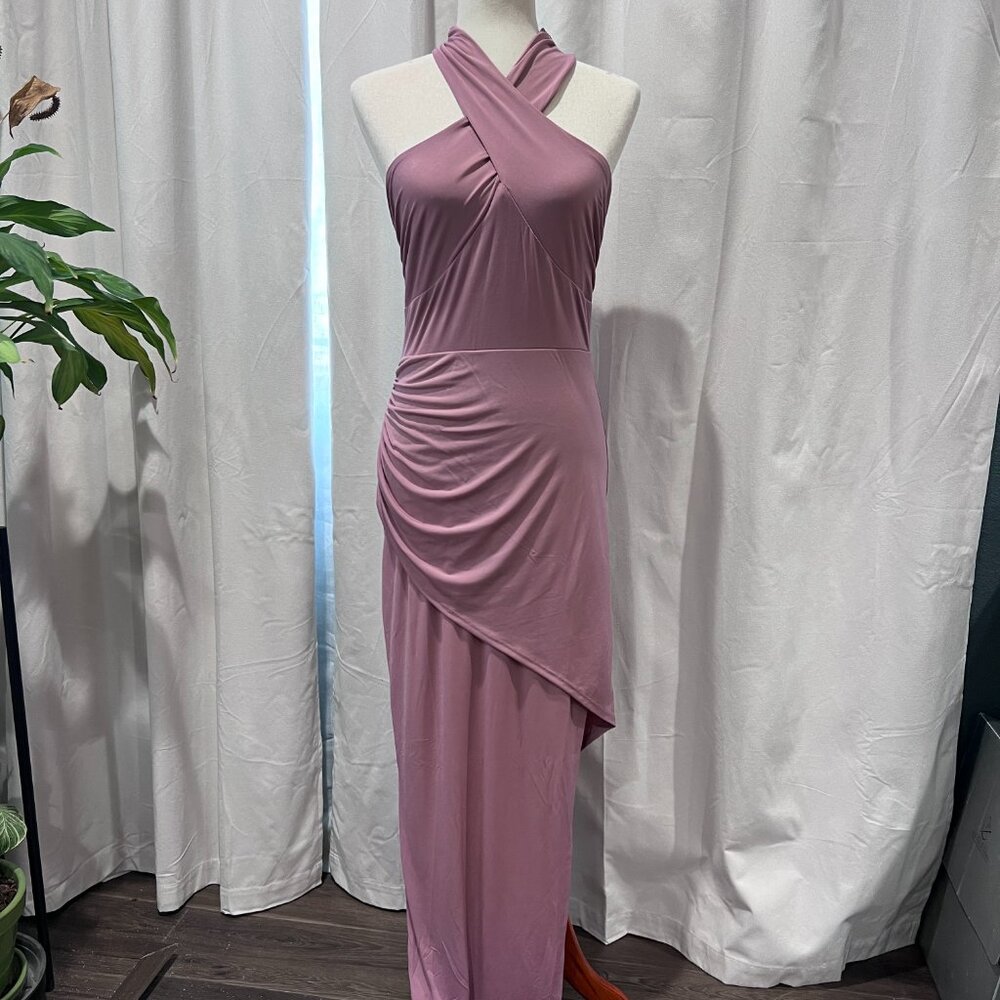 NEW Venus Mauve Crochet Back Long Asymmetrical Dress